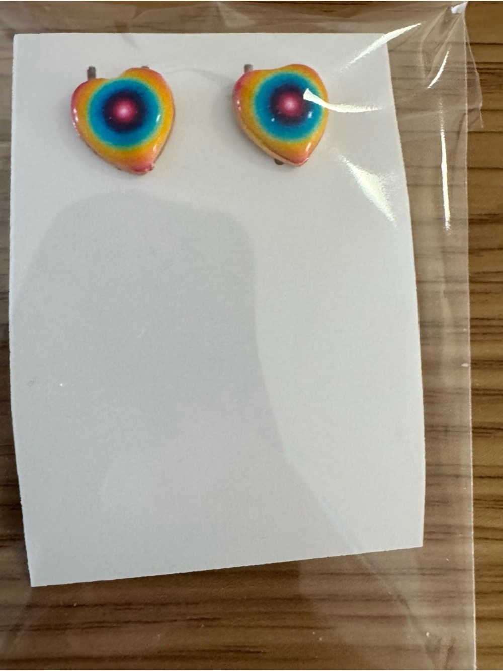 Rainbow Target Heart Stud Earrings - Multicolor